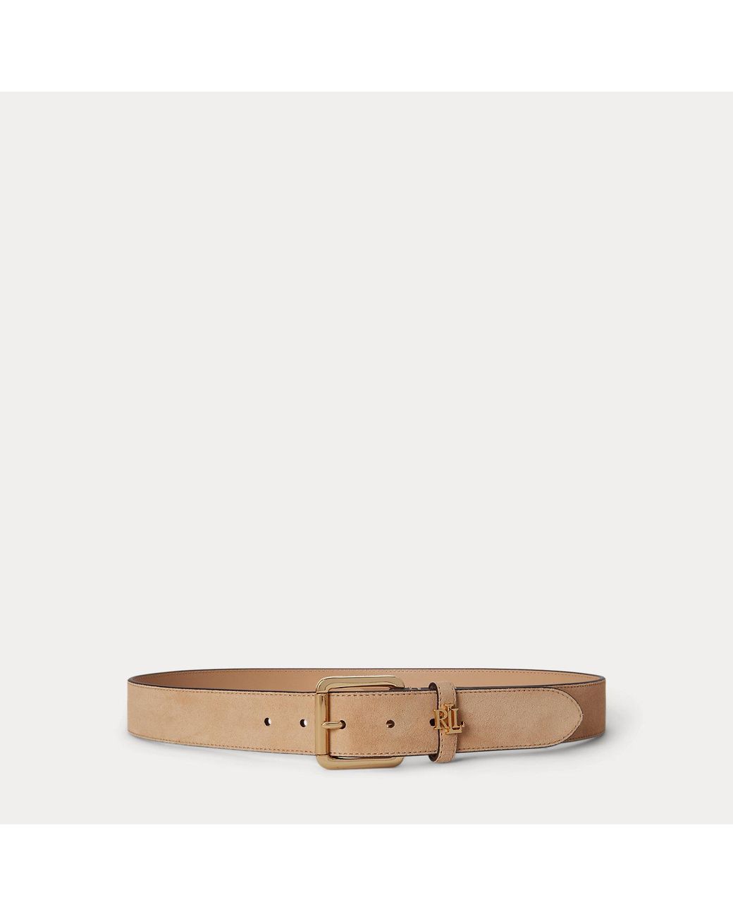 Ralph Lauren Natural Logo-Keeper Suede Belt