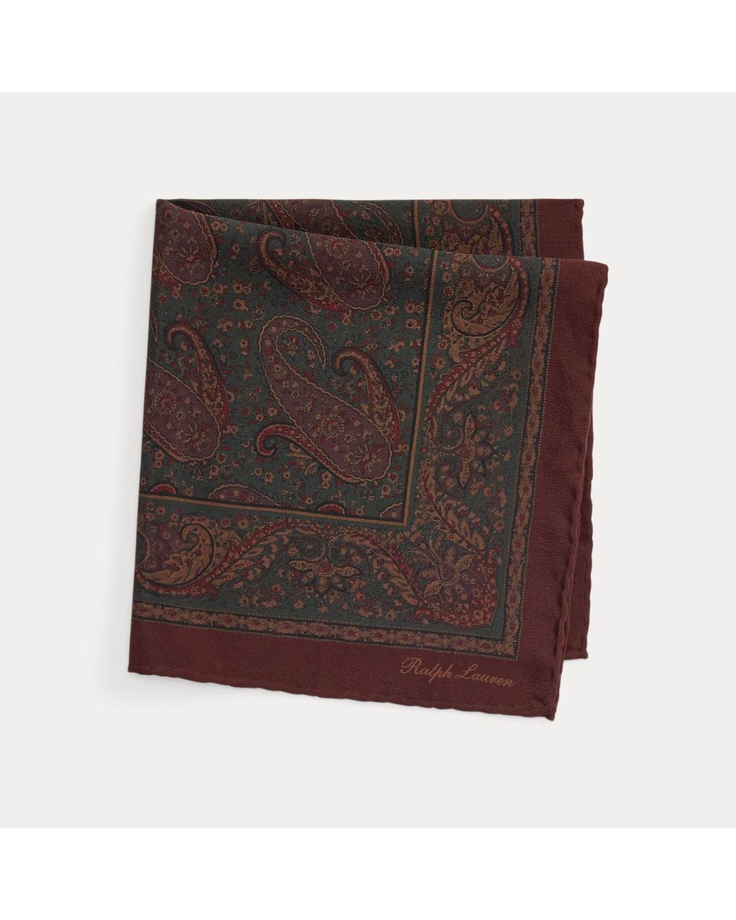 Ralph Lauren Black Paisley-Print Silk Pocket Square for men