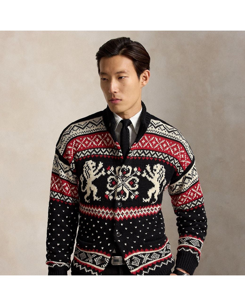 Polo Ralph Lauren Red Relaxed Fit Cotton-Cashmere Cardigan for men