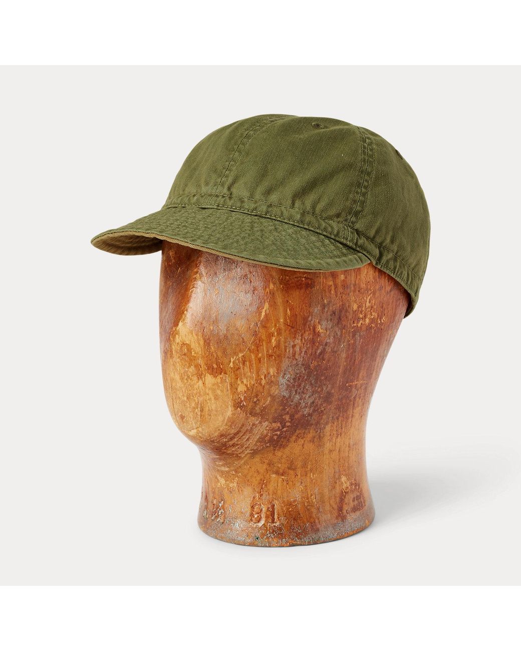 RRL Green Herringbone Twill Service Cap for men