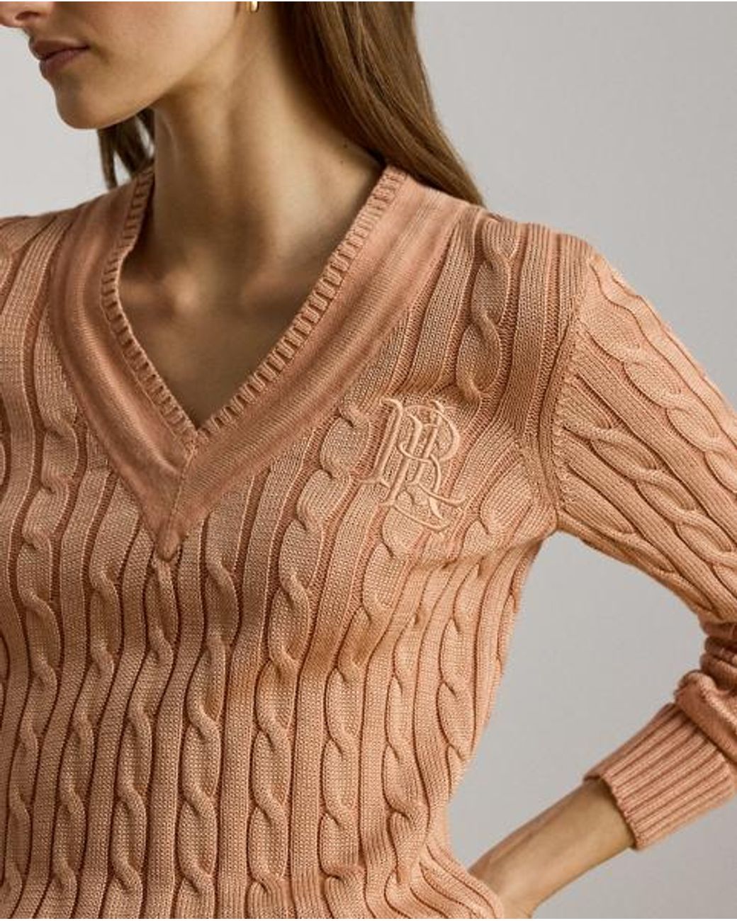 Ralph Lauren Brown Cable-Knit Cricket Jumper