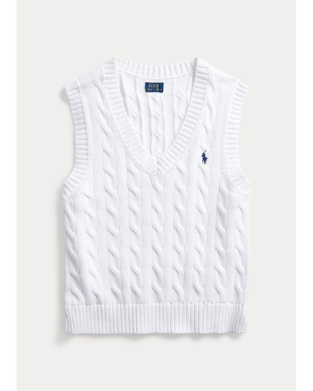 Pull torsadé sans manches en coton Coton Polo Ralph Lauren en coloris Blanc  | Lyst