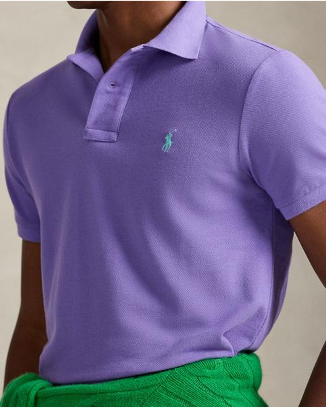 Polo Ralph Lauren Purple Custom Slim Fit Mesh Polo Shirt for men