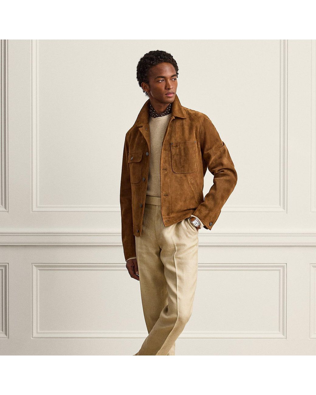 Ralph Lauren Brown Gregory Hand-Tailored Twill Suit Trouser for men