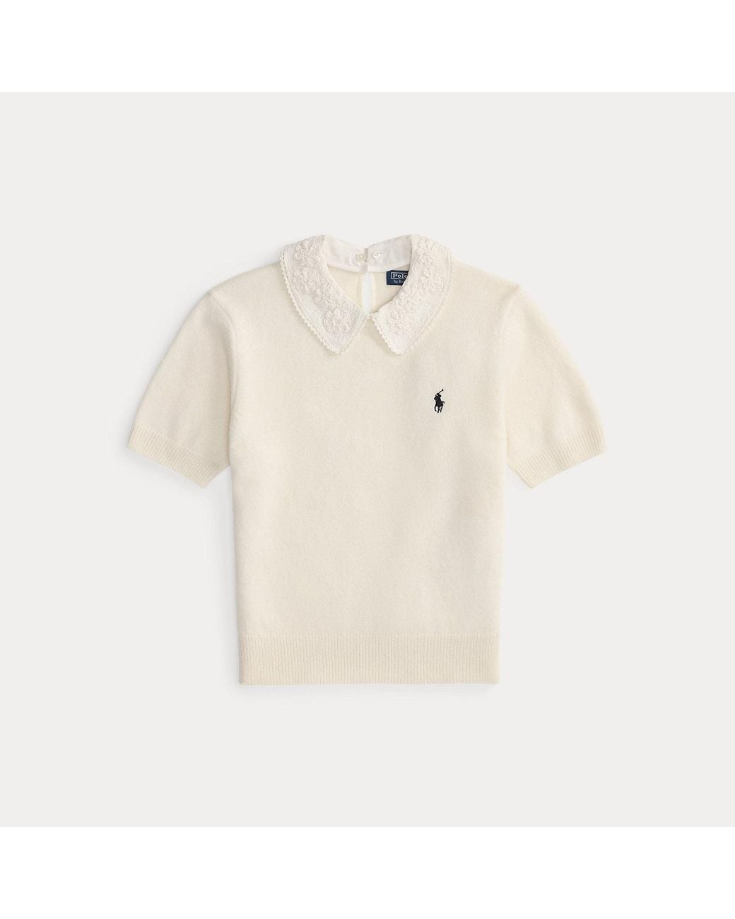 Polo Ralph Lauren Natural Lace-Collar Short-Sleeve Jumper