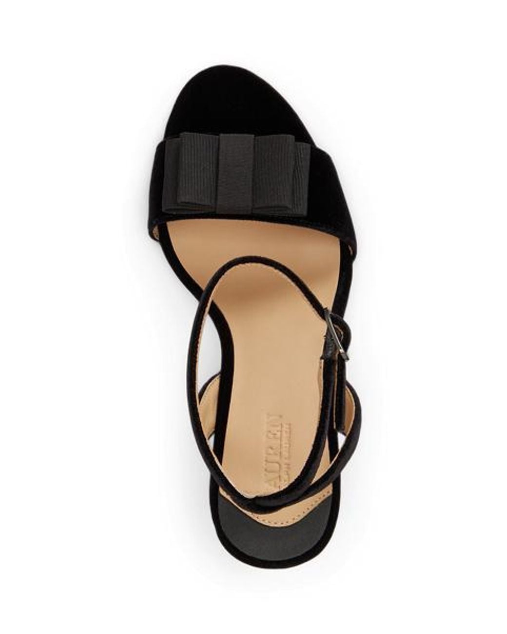 Ralph Lauren Black Gracy Bow-Trim Velvet Sandal