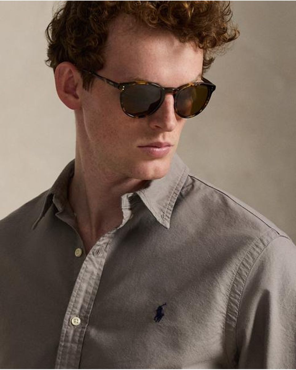 Polo Ralph Lauren Gray Slim Fit Garment-Dyed Oxford Shirt for men