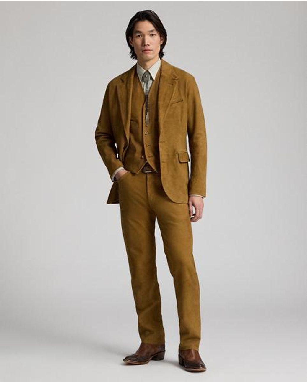 Ralph Lauren Brown Ralph Lauren Unconstructed Suede Western Sport Coat for men