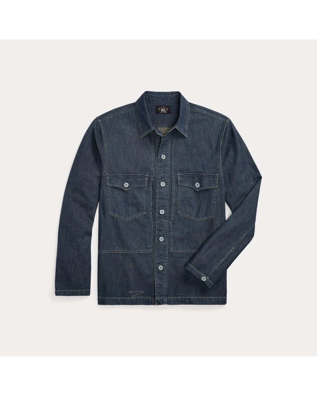 RRL Blue Denim Overshirt for men