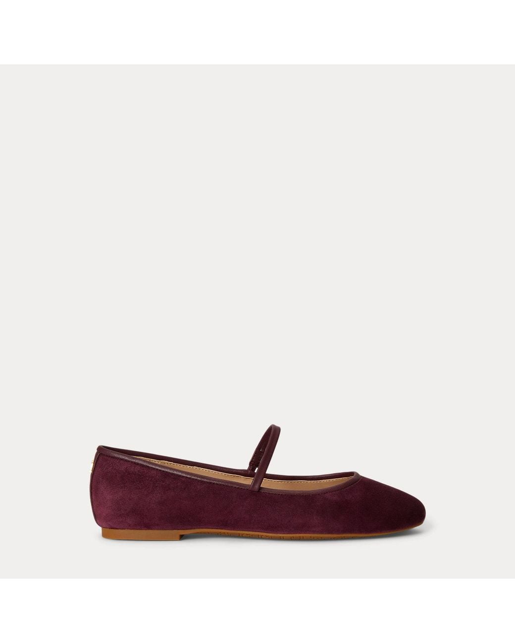 Ralph Lauren Red Jayna Nappa-Trim Suede Mary Jane Flat