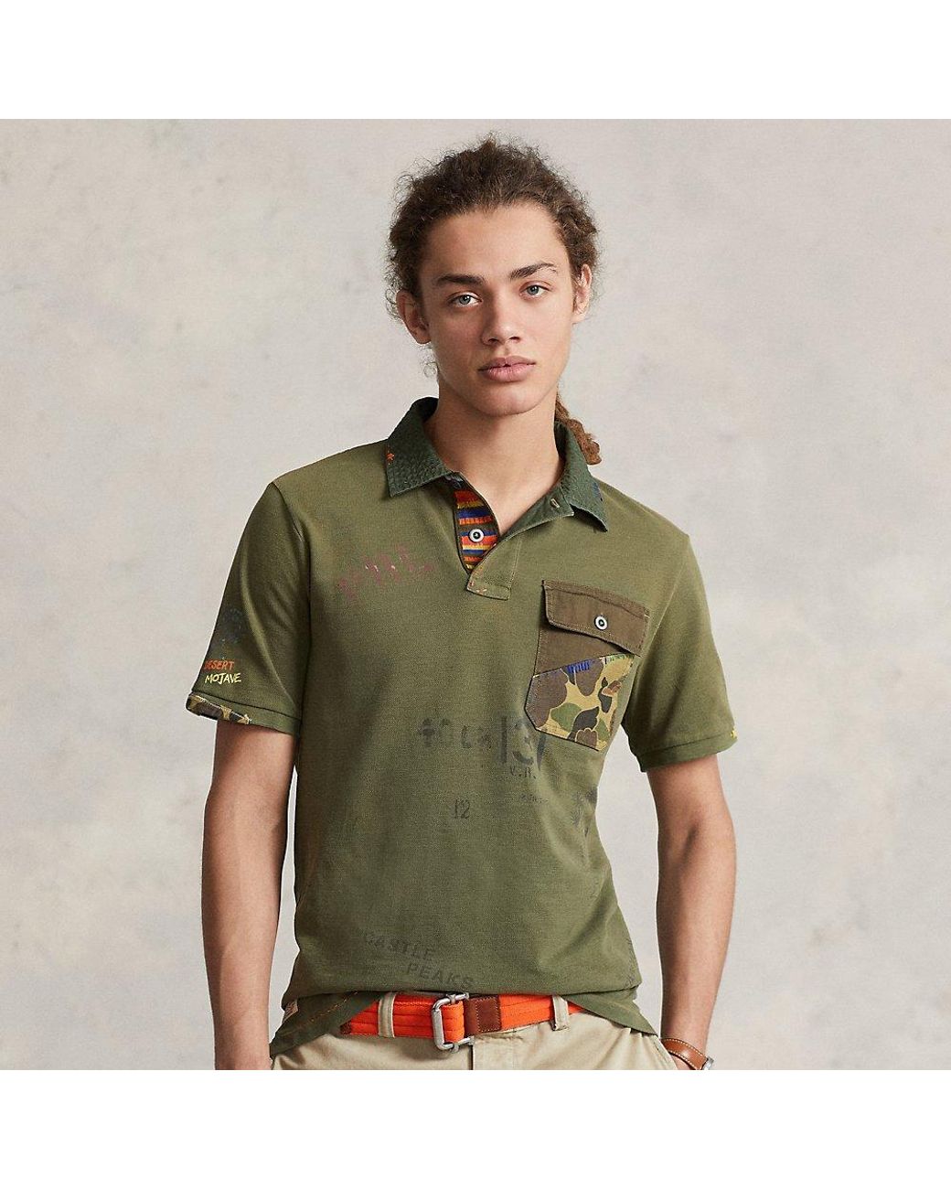 Ralph Lauren Classic Fit Mesh Graphic Polo Shirt in Green for Men | Lyst