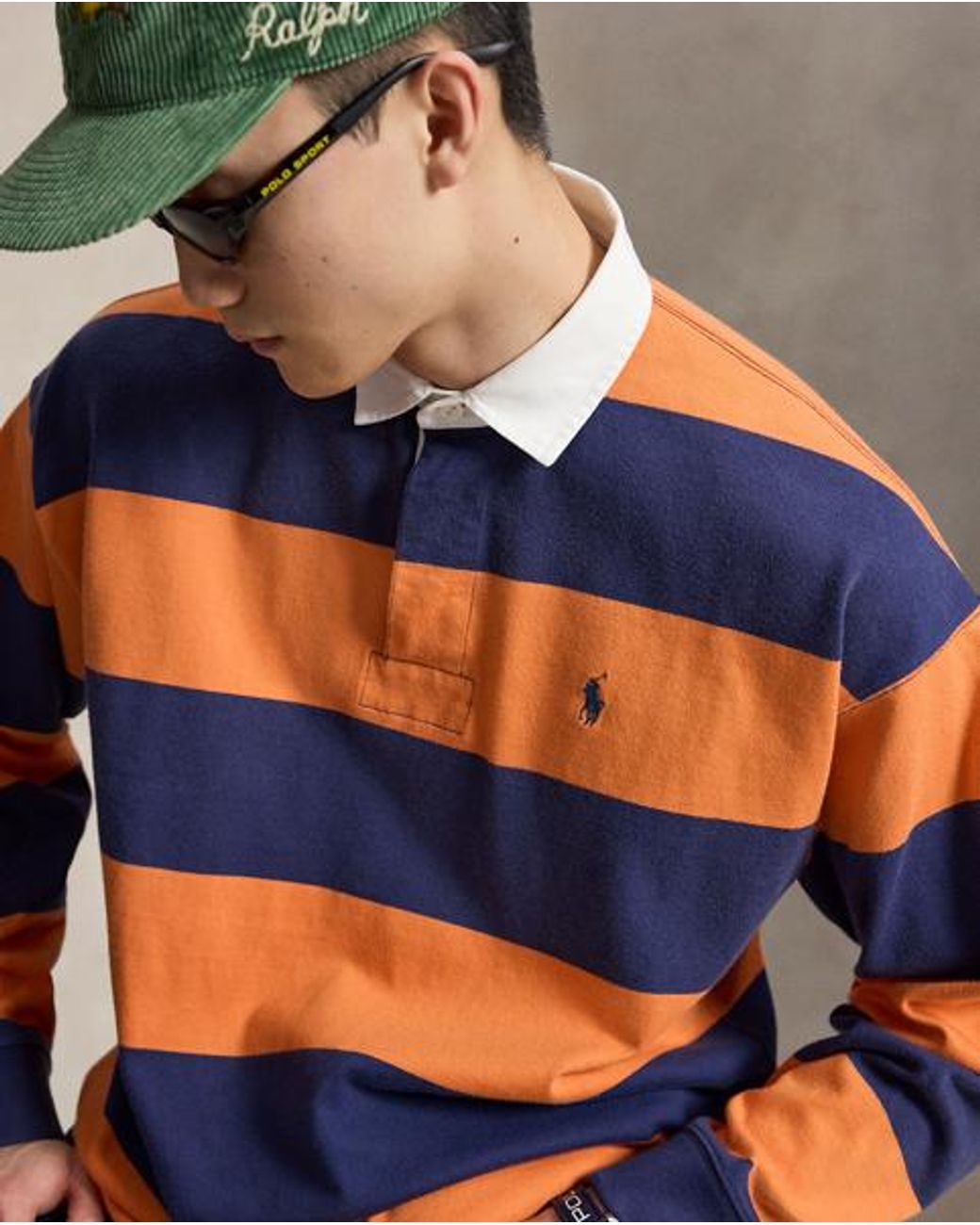 Polo Ralph Lauren Blue Big Fit Striped Jersey Rugby Shirt for men