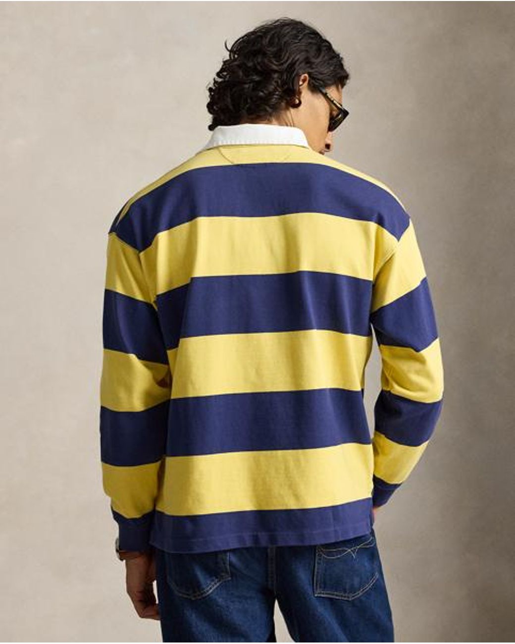 Polo Ralph Lauren Blue Big Fit Striped Jersey Rugby Shirt for men