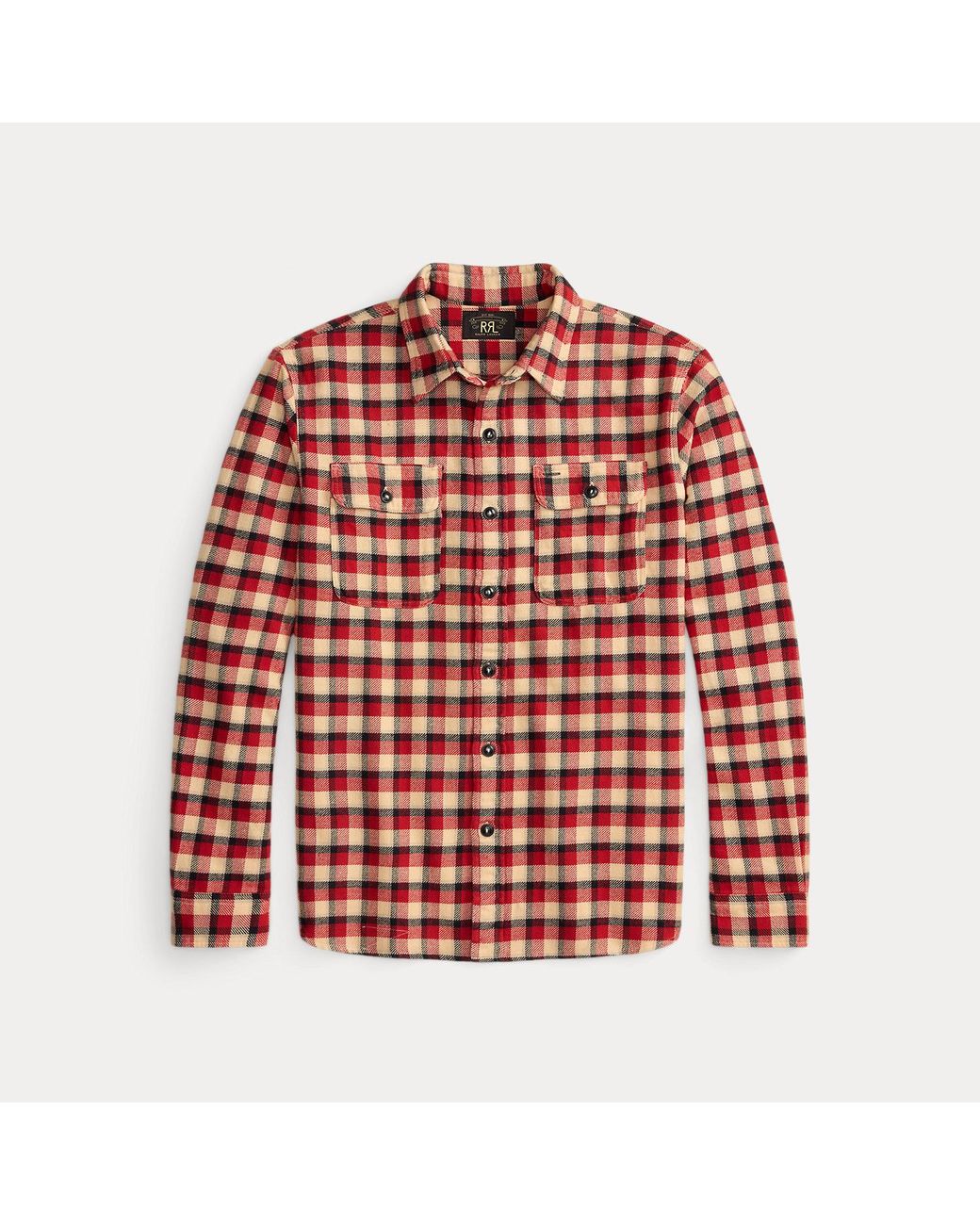 RRL Red Plaid Twill Workshirt for men