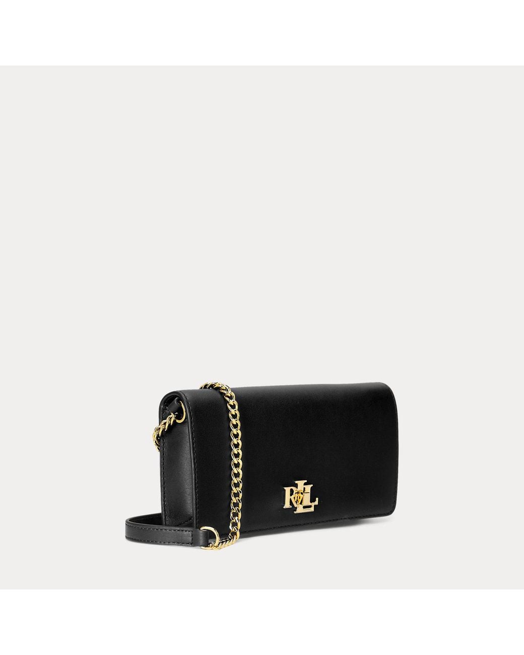 Ralph Lauren Black Leather Crossbody Turn-lock Tech Case