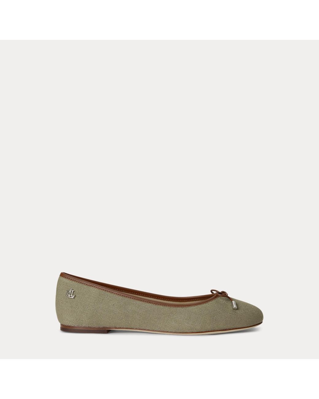 Ralph Lauren Natural Jayna Washed Canvas Flat
