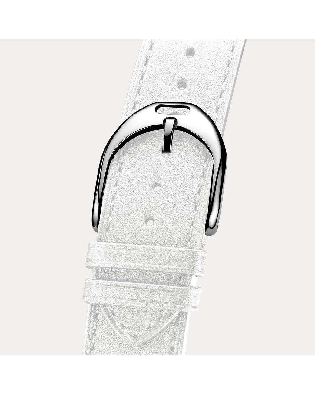 Ralph Lauren White Small Stirrup Calfskin Watch Strap