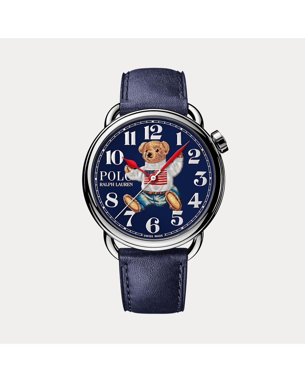 Polo Ralph Lauren Blue Sitting Polo Bear 42 Mm Steel Watch for men