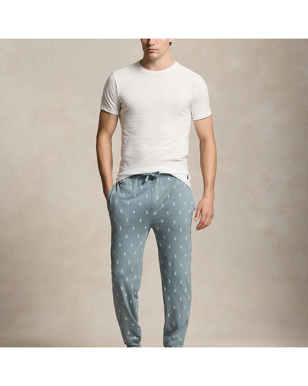 Polo Ralph Lauren Blue All-Over Pony Cotton Jersey Sleep Jogger for men