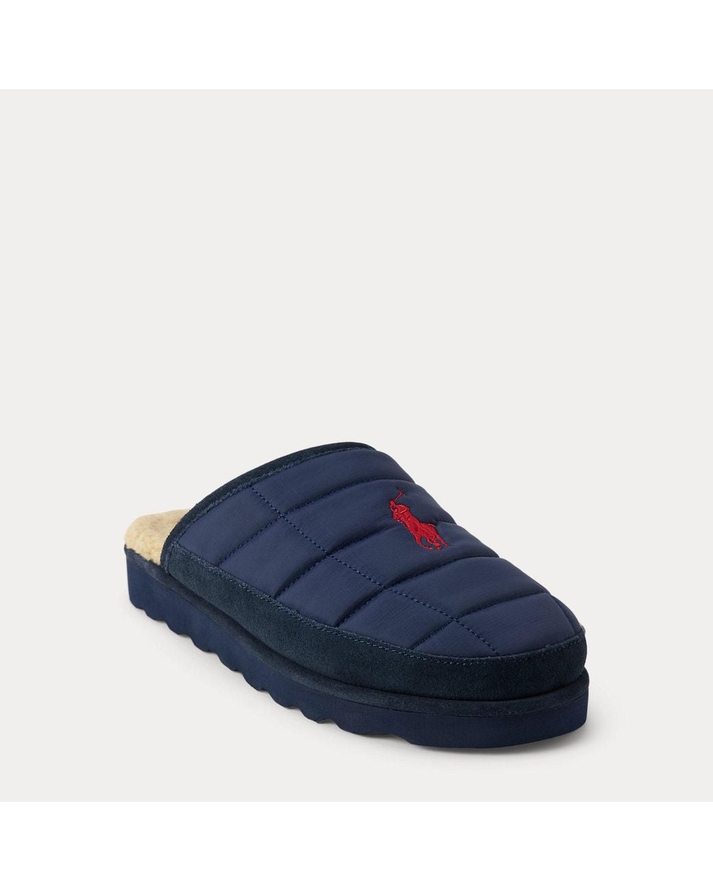 Polo Ralph Lauren Blue Reade Suede-Trim Quilted Scuff Slipper for men