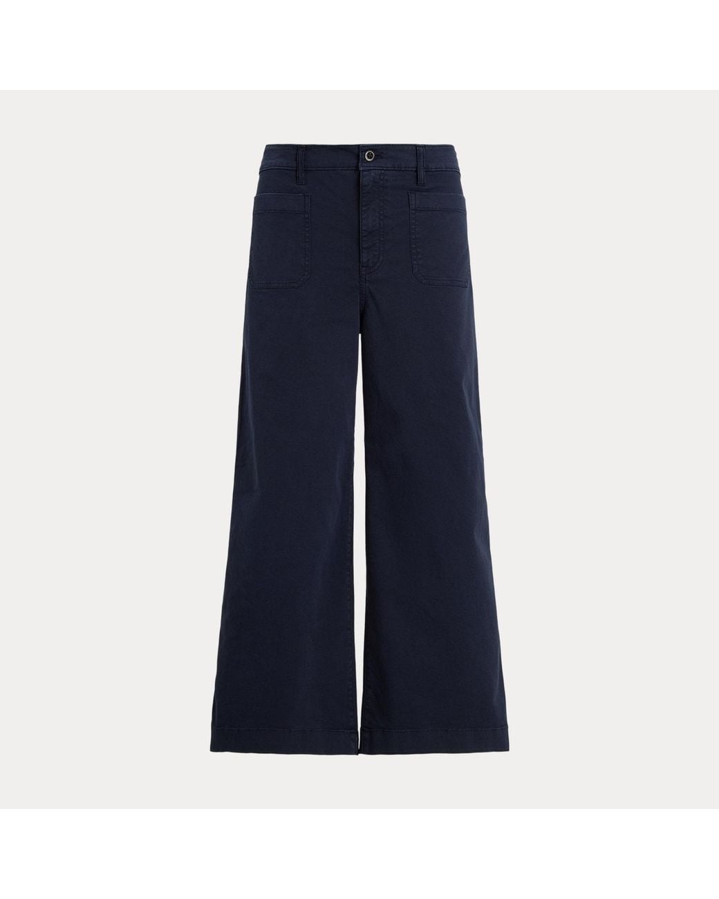 Ralph Lauren Blue Stretch Chino Wide-Leg Cropped Trouser