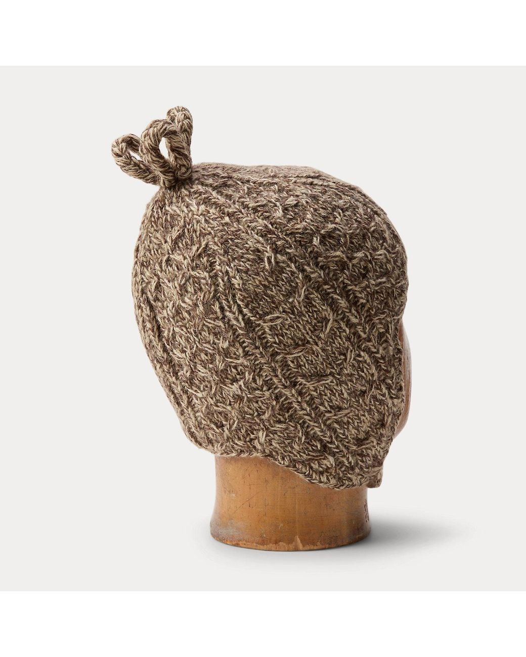 RRL Brown Aran-Knit Wool-Blend Earflap Cap for men