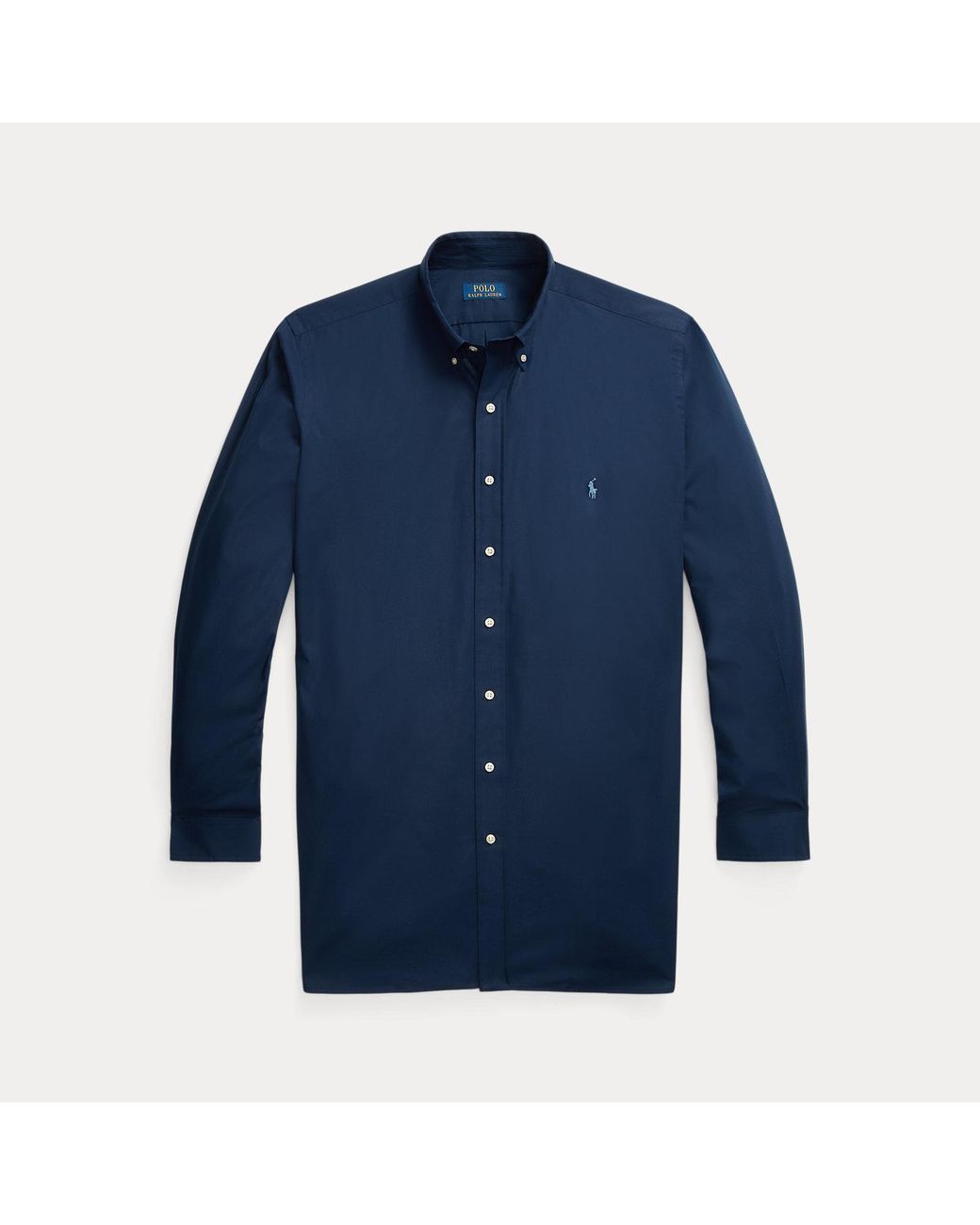 Polo Ralph Lauren Blue Stretch Poplin Shirt for men