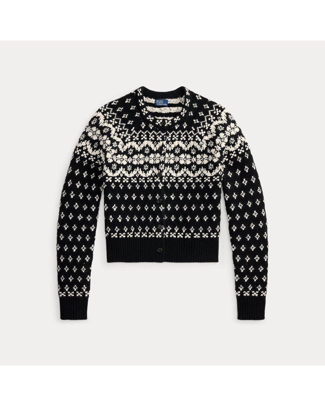 Polo Ralph Lauren Black Fair Isle Wool-Blend Cardigan