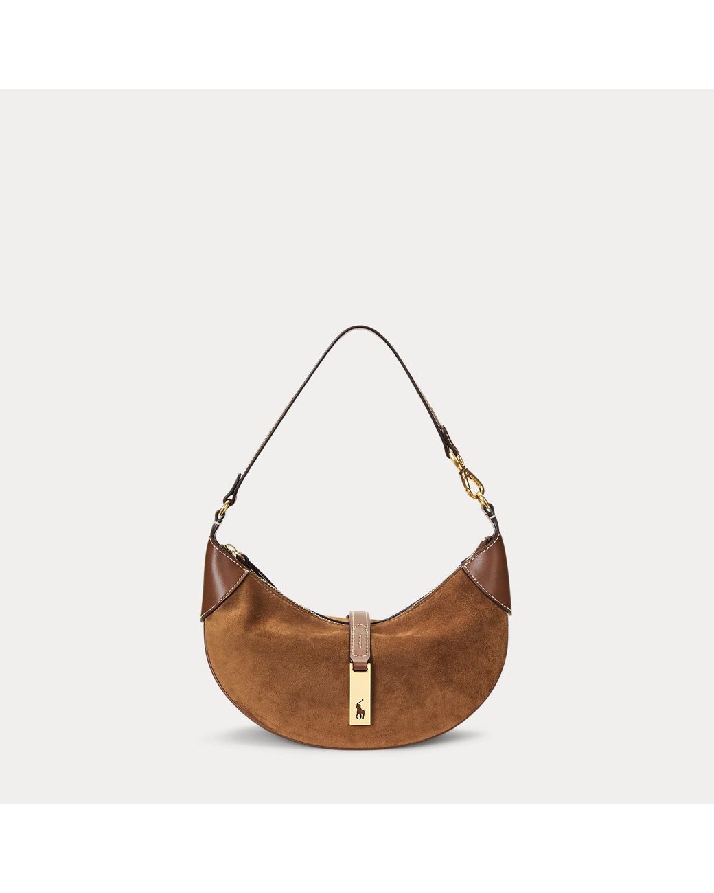 Polo Ralph Lauren Brown Polo Id Suede-Leather Mini Shoulder Bag
