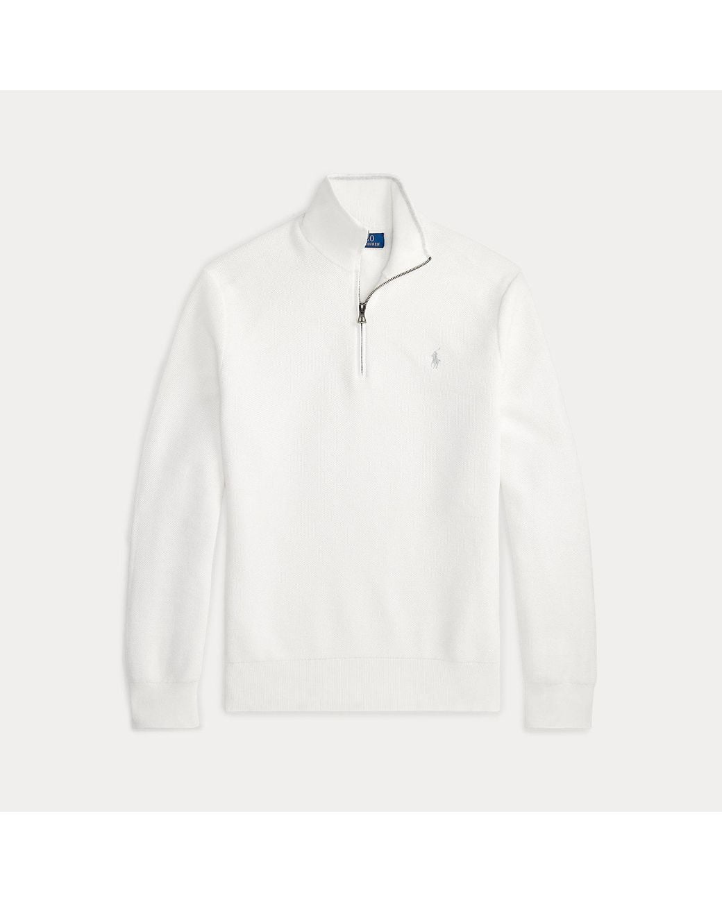 Polo Ralph Lauren Gray Mesh-Knit Cotton Quarter-Zip Sweater for men