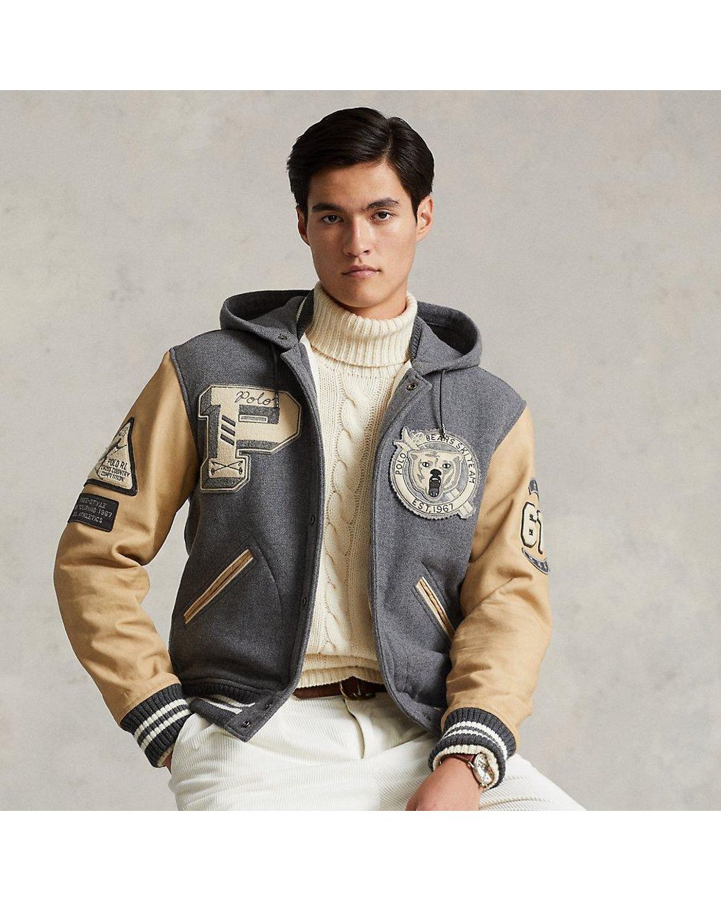 Ralph Lauren Letterman Wool Hooded Jacket for Men | Lyst