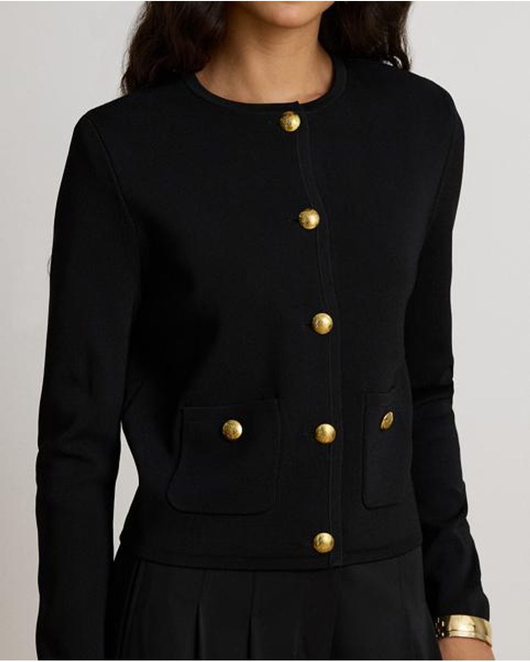 Ralph Lauren Black Cropped Crewneck Jumper Jacket