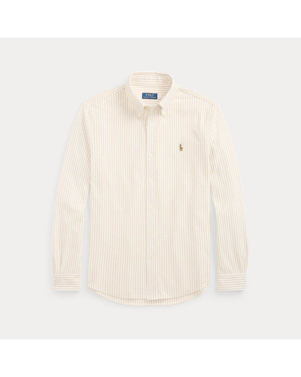 Polo Ralph Lauren Striped Knit Oxford Shirt in Natural for Men | Lyst UK