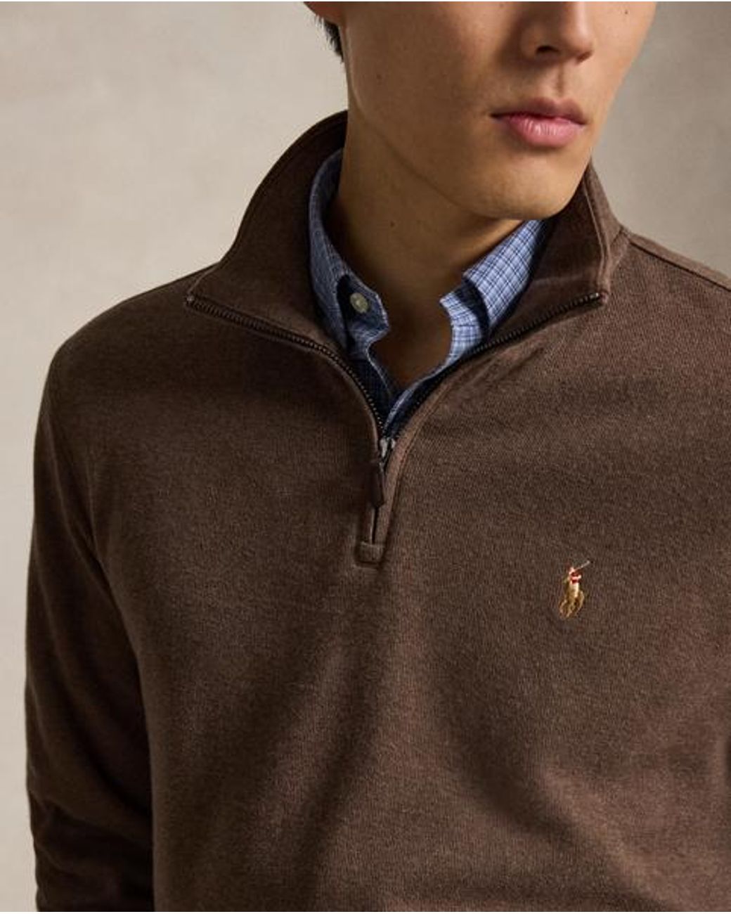 Polo Ralph Lauren Brown Estate-Rib Quarter-Zip Pullover for men