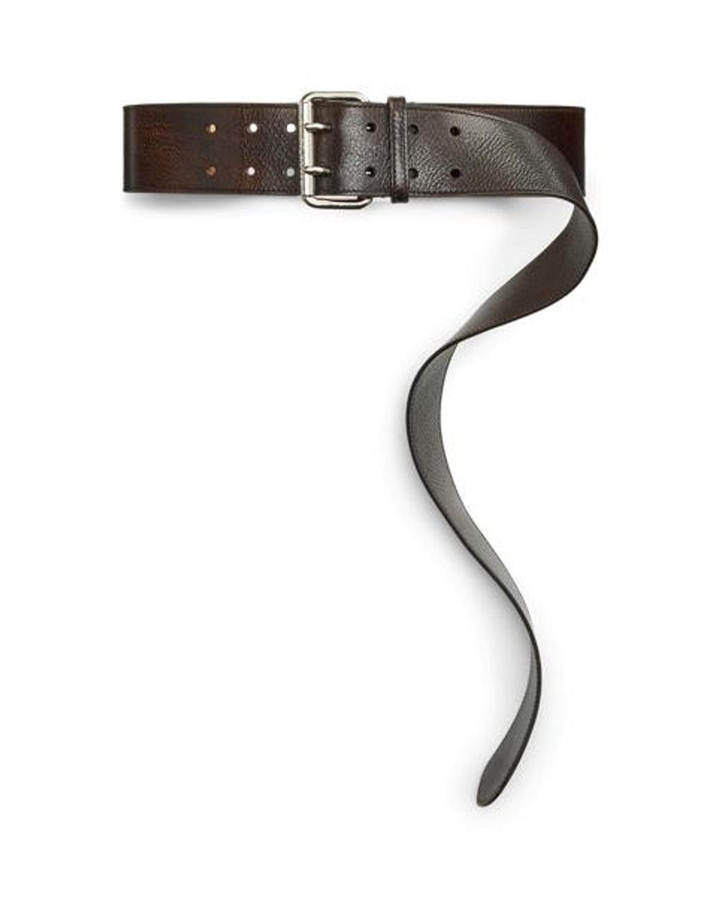 Ralph Lauren Green Distressed Double-Prong Long Belt