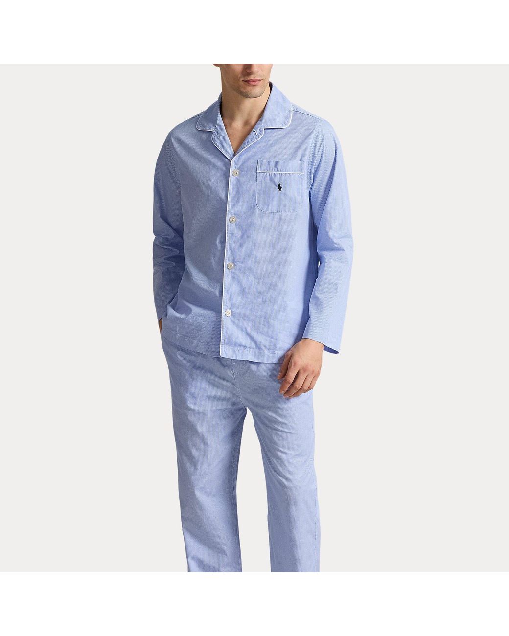 Polo Ralph Lauren Blue Gingham Poplin Long Sleep Set for men