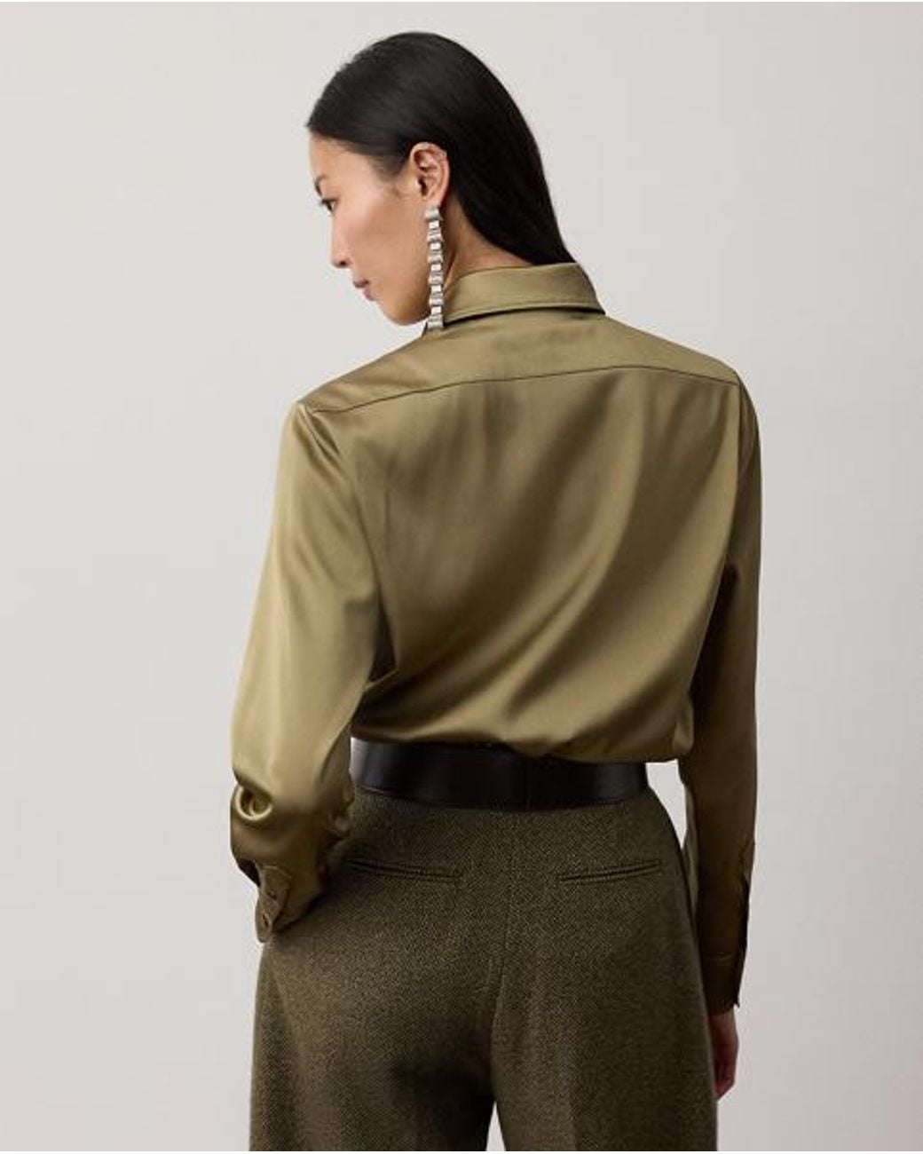 Ralph Lauren Green Adrien Relaxed Fit Satin Shirt