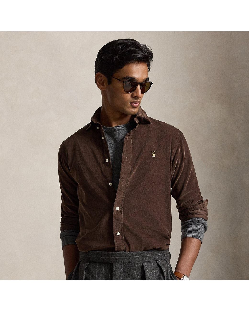 Polo Ralph Lauren Brown Custom Fit Corduroy Shirt for men