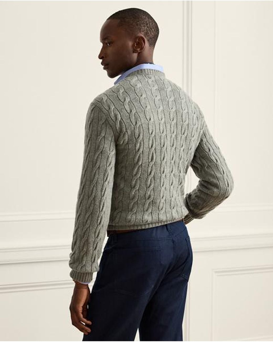 Ralph Lauren Gray Cable-Knit Cashmere Jumper for men