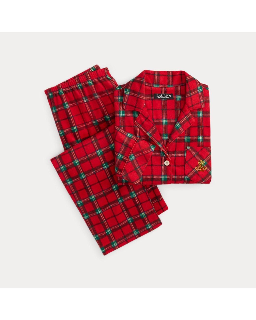Ralph Lauren Red Plaid Microfleece Sleep Set