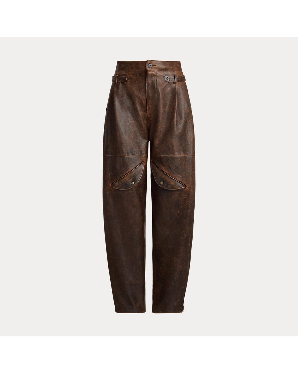 Ralph Lauren Brown Hania Distressed Lambskin Trouser