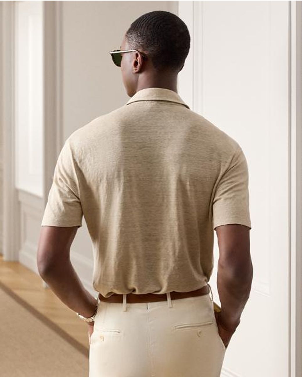 Ralph Lauren Natural Linen Jersey Polo Shirt for men