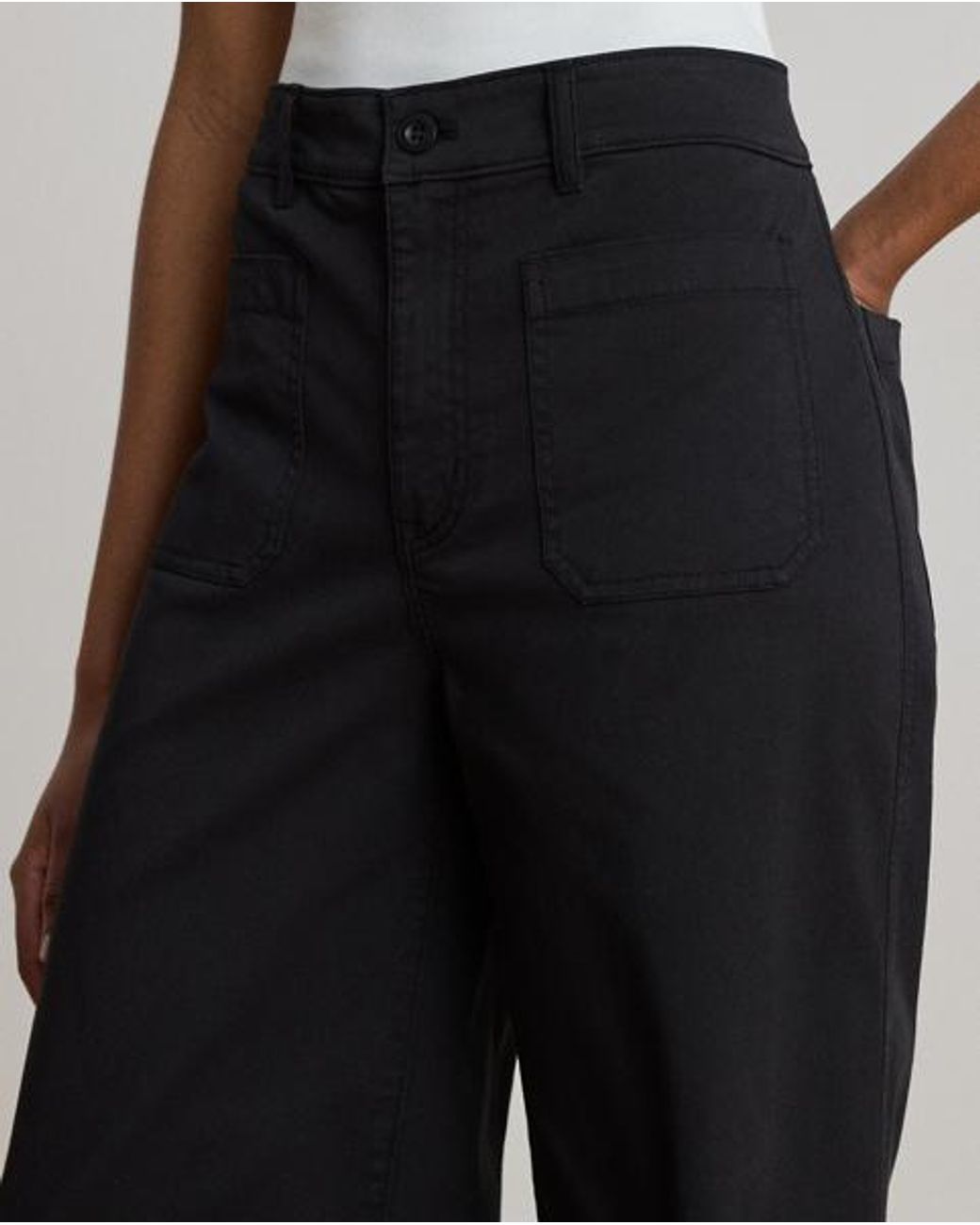 Ralph Lauren Black Stretch Chino Wide-Leg Cropped Trouser