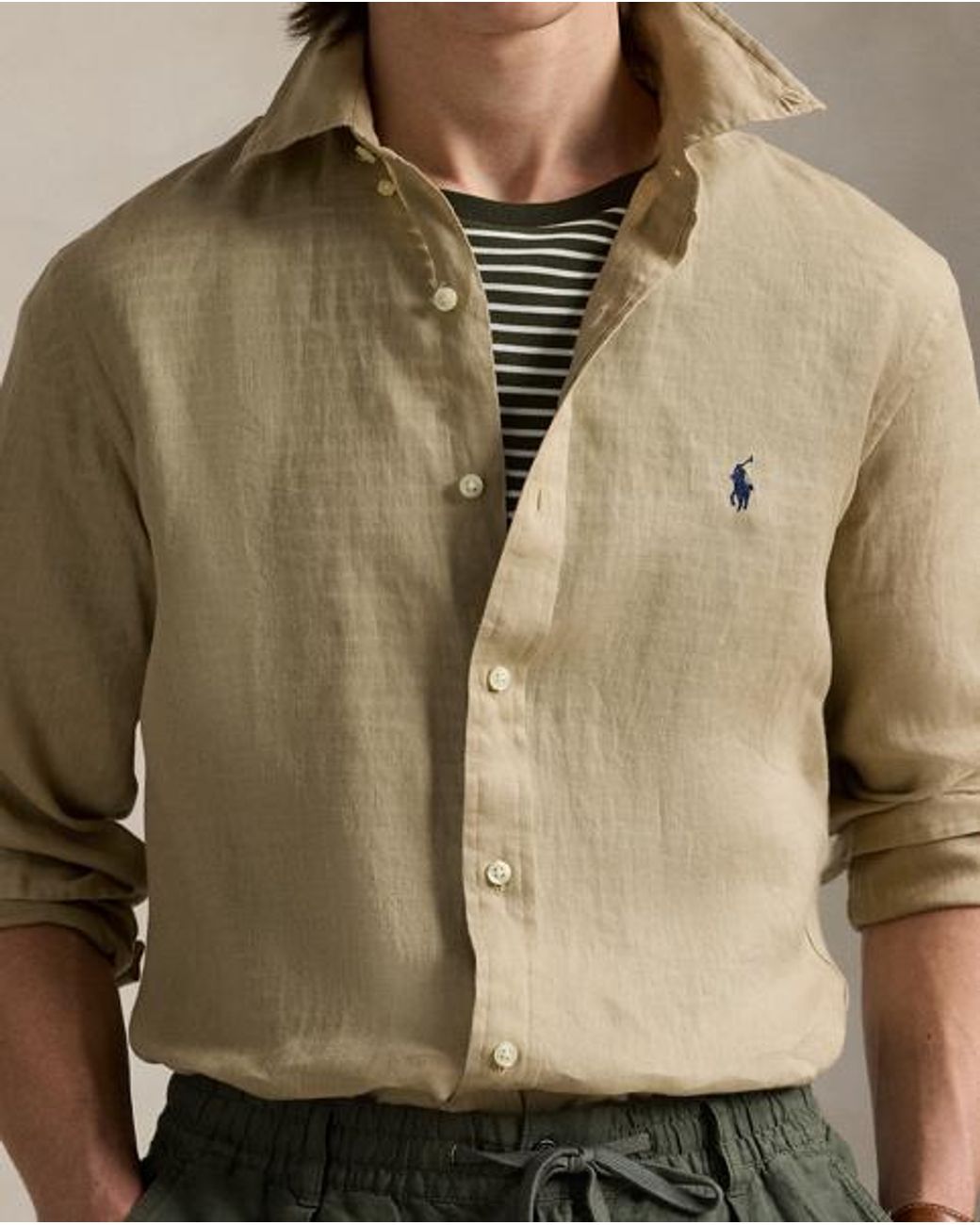 Polo Ralph Lauren Slim Fit Linen Shirt in Natural for Men | Lyst UK