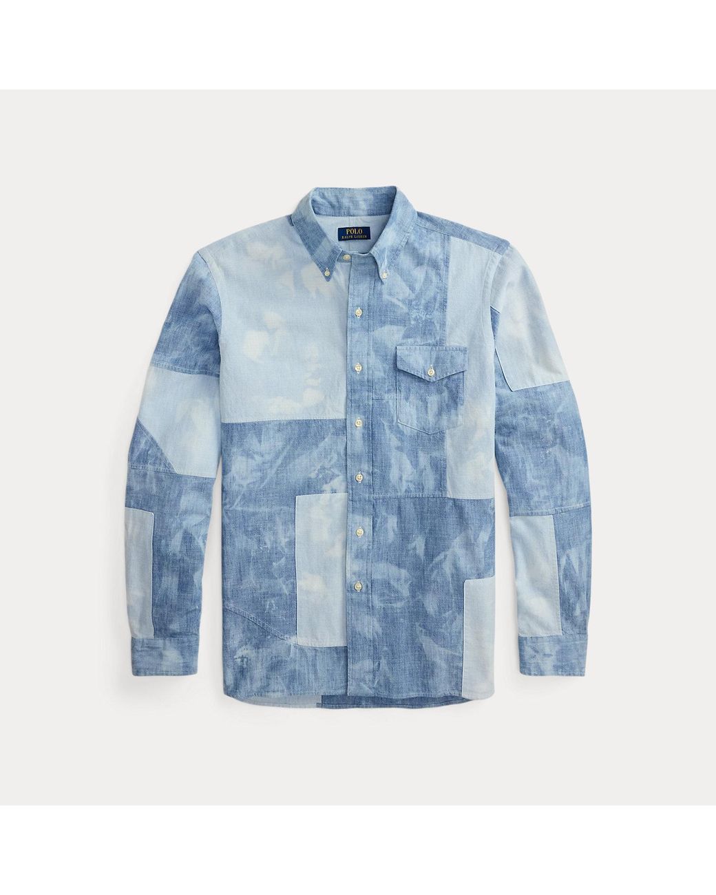 Polo Ralph Lauren Classic Fit Patchwork Chambray Overhemd in het Blue voor heren