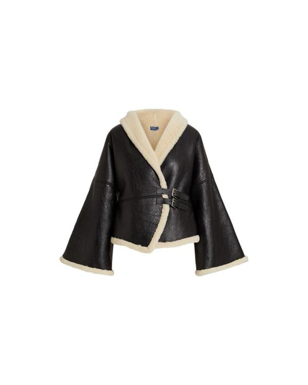 Polo Ralph Lauren Black Shearling Wrap Jacket