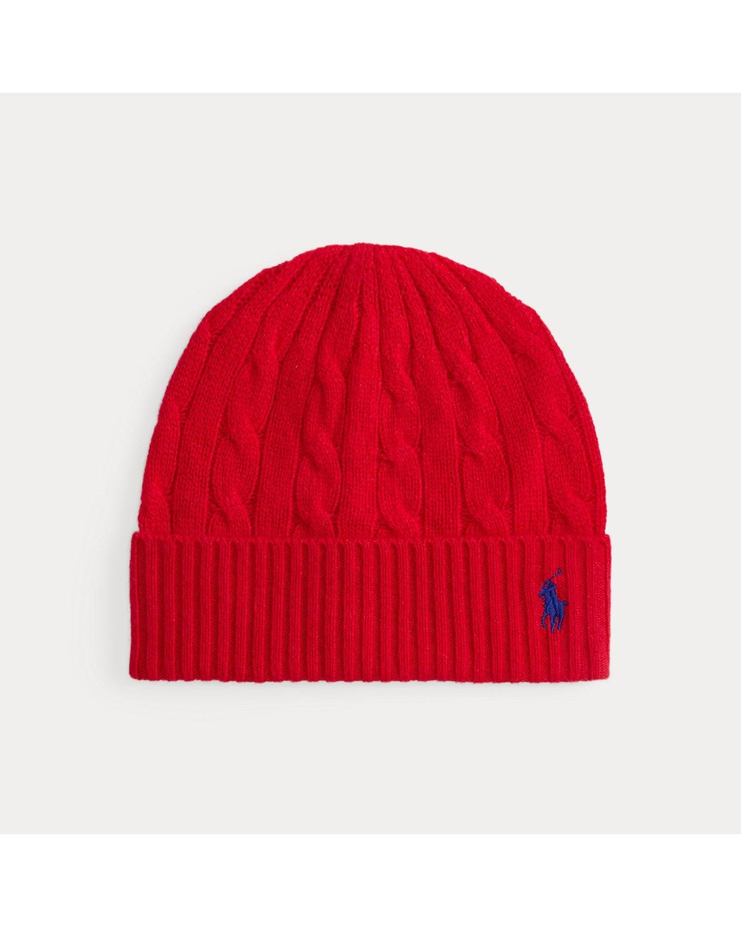 Polo Ralph Lauren Red Cable-Knit Wool-Cashmere Beanie