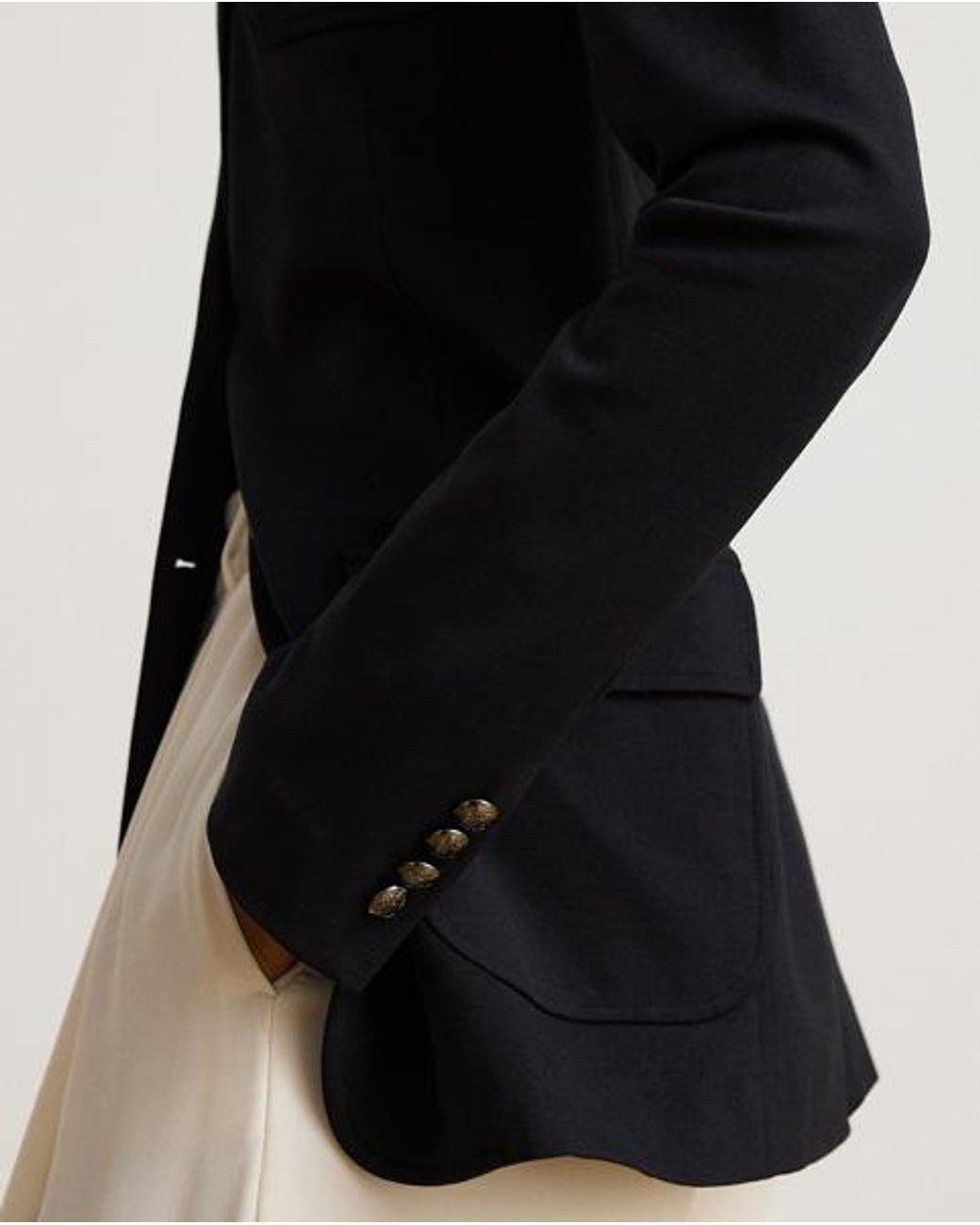 Ralph Lauren Black Rhinestone-Bullion Stretch Ponte Blazer