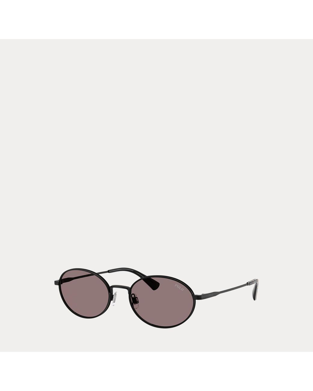 Polo Ralph Lauren Black Plaid-Accent Round Metal Sunglasses for men