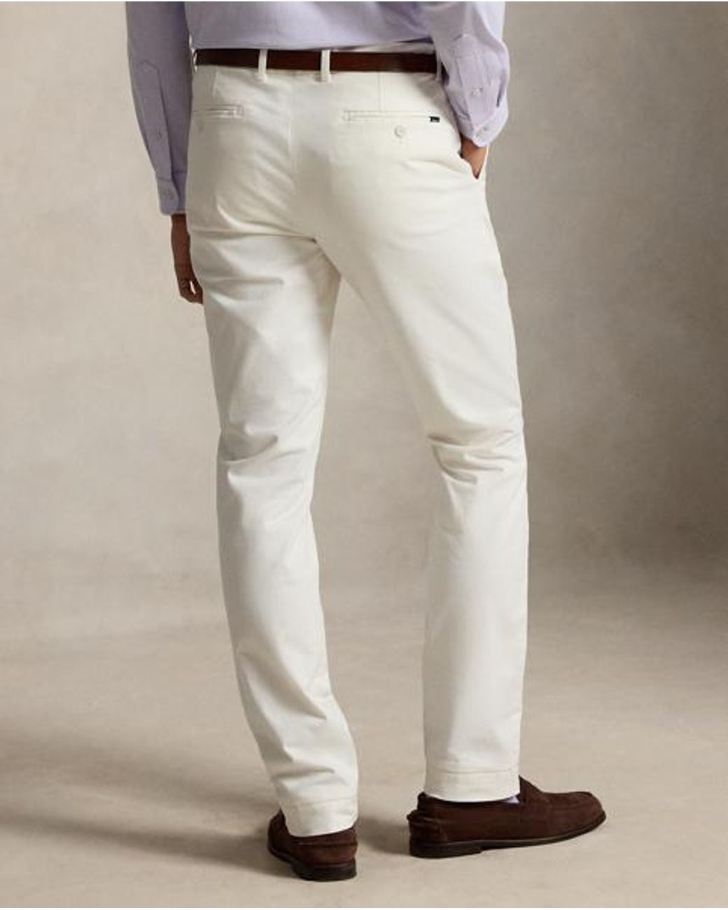 Ralph Lauren White Jarrett Slim Fit Sateen Trouser for men